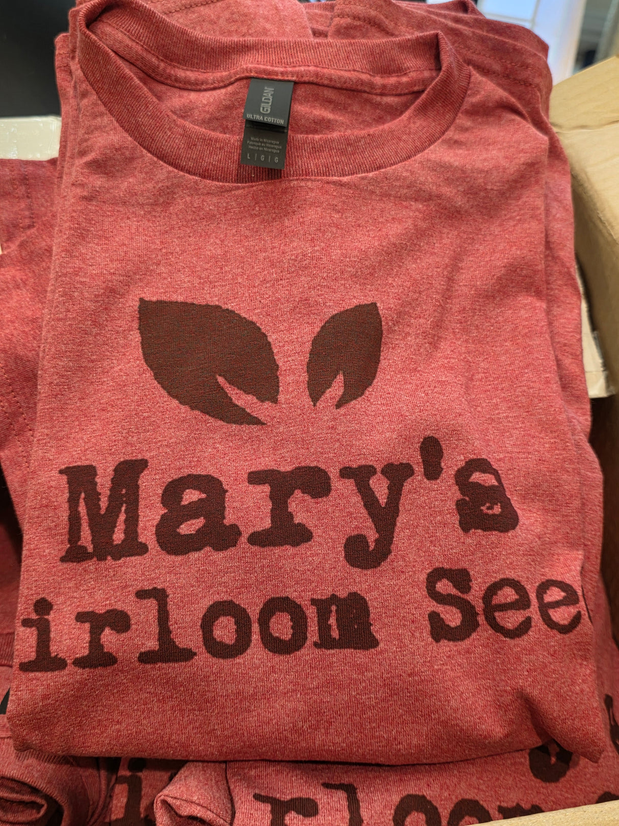 Mary's Heirloom Seeds Shirt - "Cardinal" red