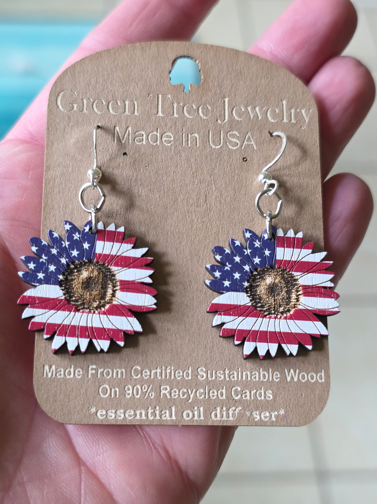 Sunflower- American Flag Earrings