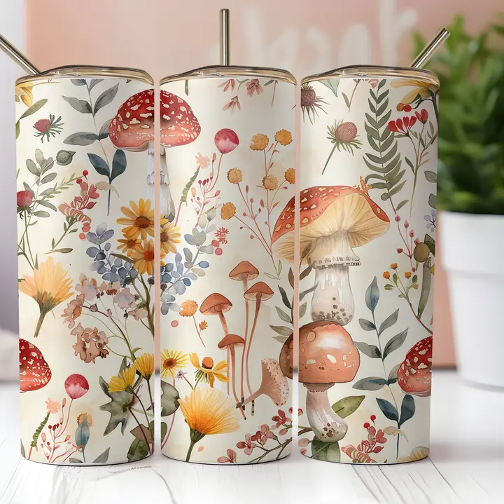 Mushrooms & Flowers 20oz Stainless Steel Tumbler