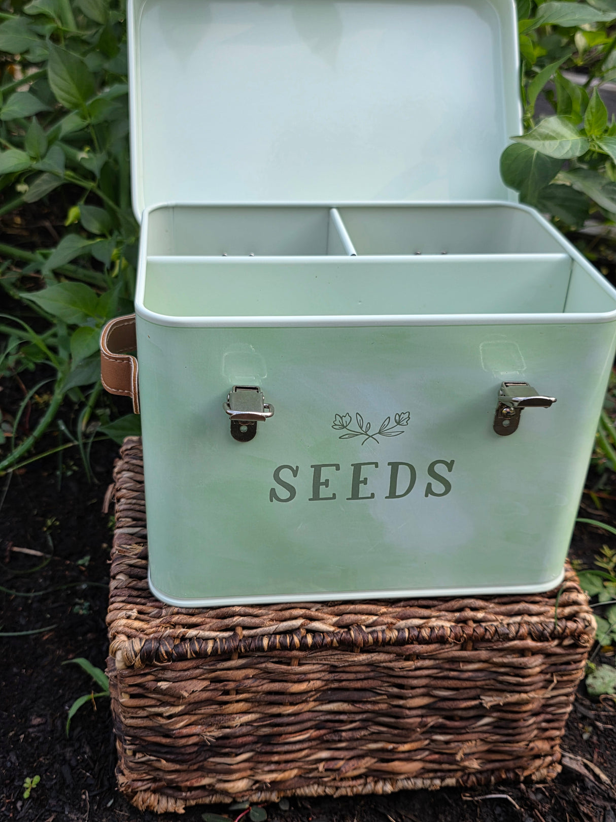 Green Thumb Tin Seed Storage Box