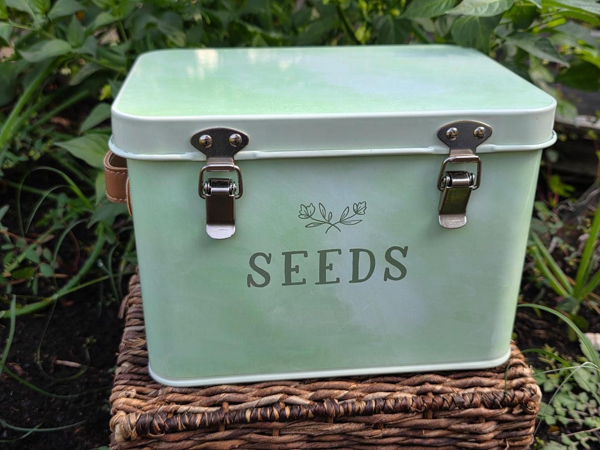 Green Thumb Tin Seed Storage Box