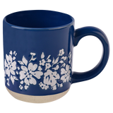 Blue Floral Stoneware Coffee Mug
