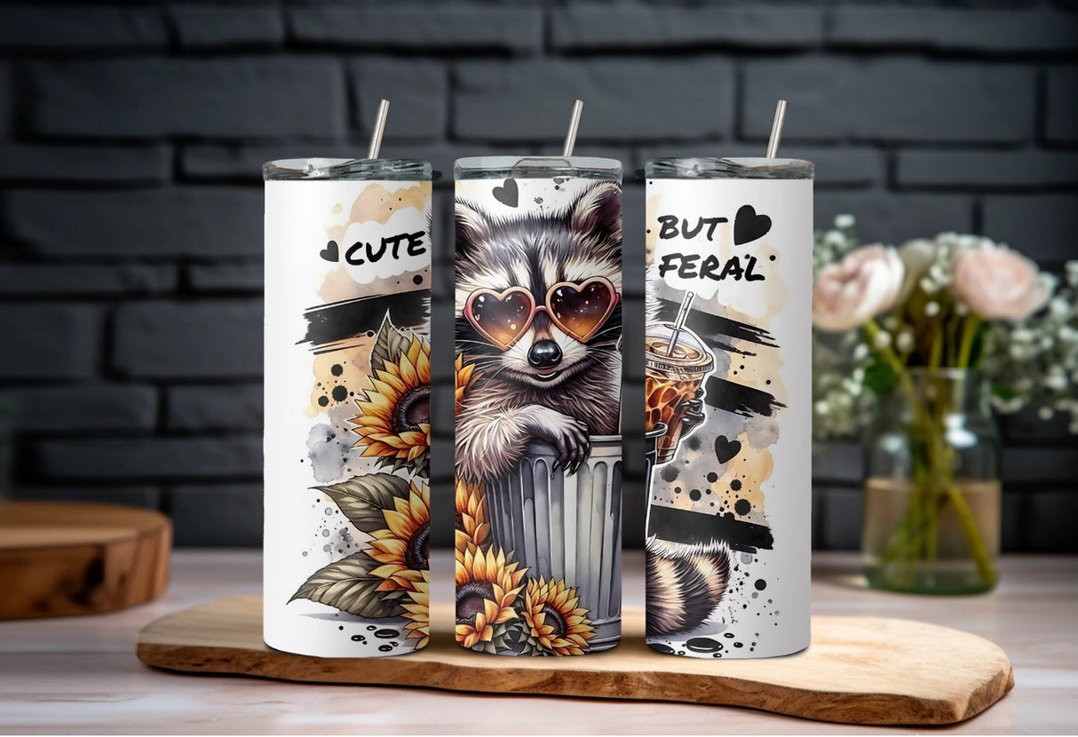 "Cute but Feral" 20oz Stainless Steel Tumbler