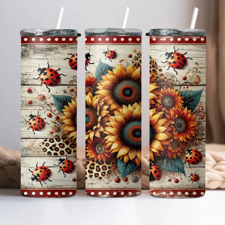 Ladybugs & Sunflowers 20oz Stainless Steel Tumbler