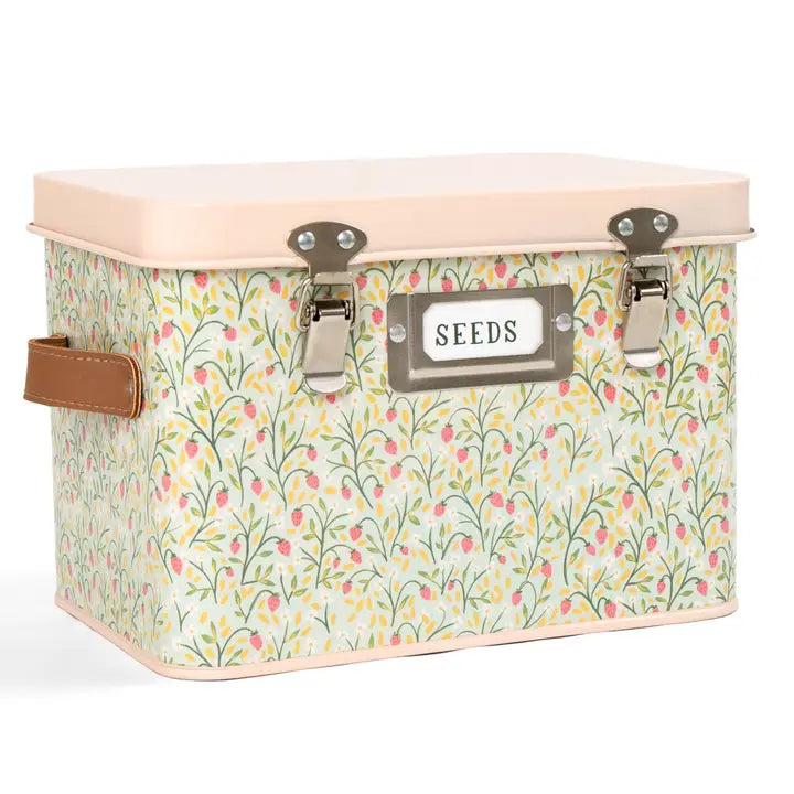 garden seed storage tin Strawberry Meadow Tin Seed Storage Box – Mary's Heirloom Seeds