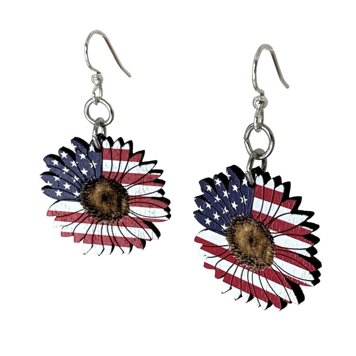 Sunflower- American Flag Earrings