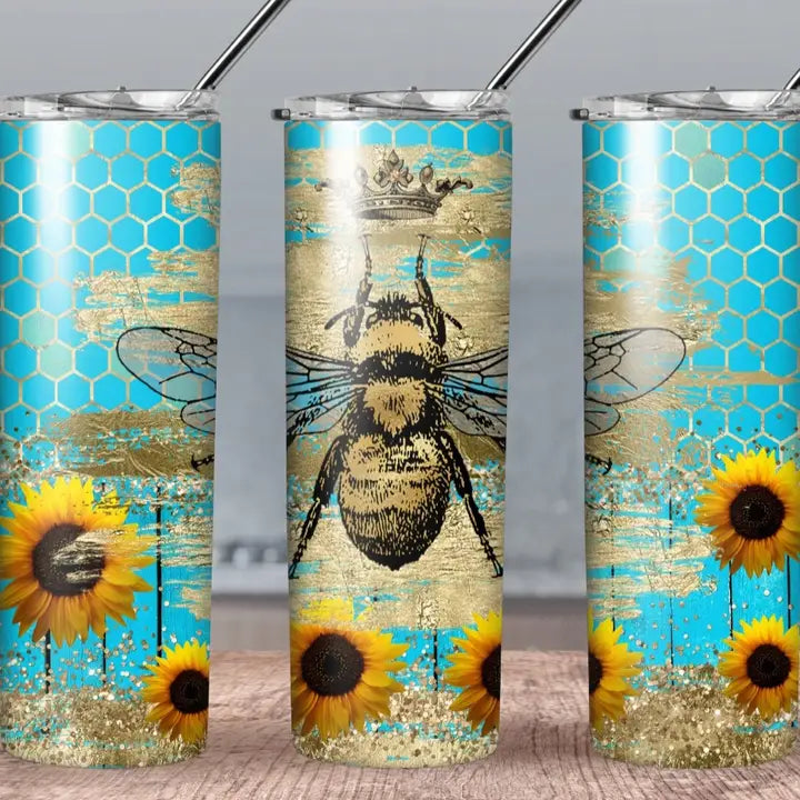 Queen Bee Sunflowers 20oz Stainless Steel Tumbler