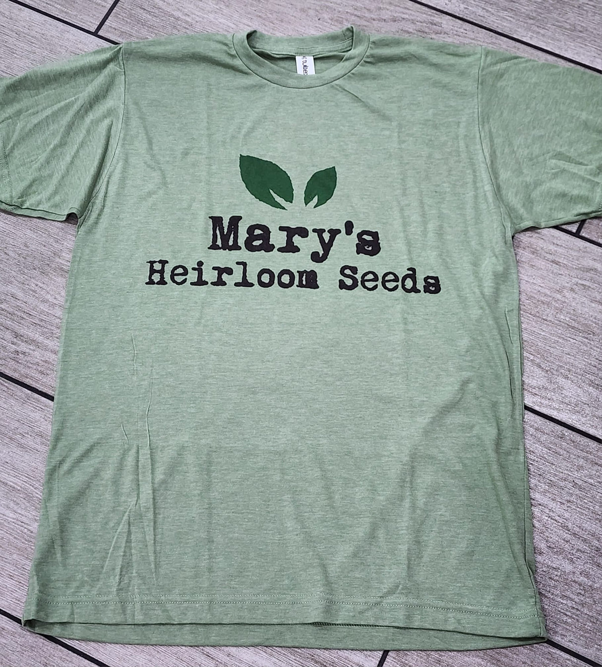 Mary's Heirloom Seeds Shirt  "leaf"- "Sage"
