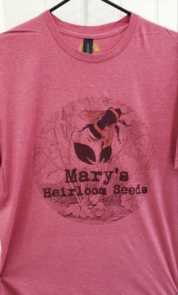 Mary's Heirloom Seeds BEE Shirt - "Cardinal" red